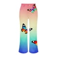 thumbnail image 4 of kaondbfi Women's Print Jeans Mid Waisted Wide Leg Baggy Flare Pants with Pockets Summer Jeans for Women, 4 of 9