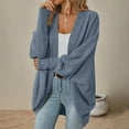 thumbnail image 6 of larppty Women's 2025 Fall Waffle Knit Batwing Long Sleeve Cardigan Loose Open Front Sweater Coat (Blue, XL), 6 of 6