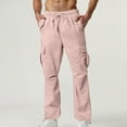 thumbnail image 2 of HAOTAGS Men's Pocket Pants, Drawstring Elastic Waist Solid Color Work Pants with Adjustable Pink L, 2 of 9