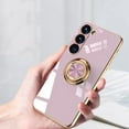 thumbnail image 2 of Compatible with Rose Gold Galaxy S23 Plus Case for Women Girls Kickstand Ring Holder 360 TPU Rotation Ring Case with Stand Plating Edge Work with Magnetic Mount Slim Luxury Case, Purple, 2 of 10