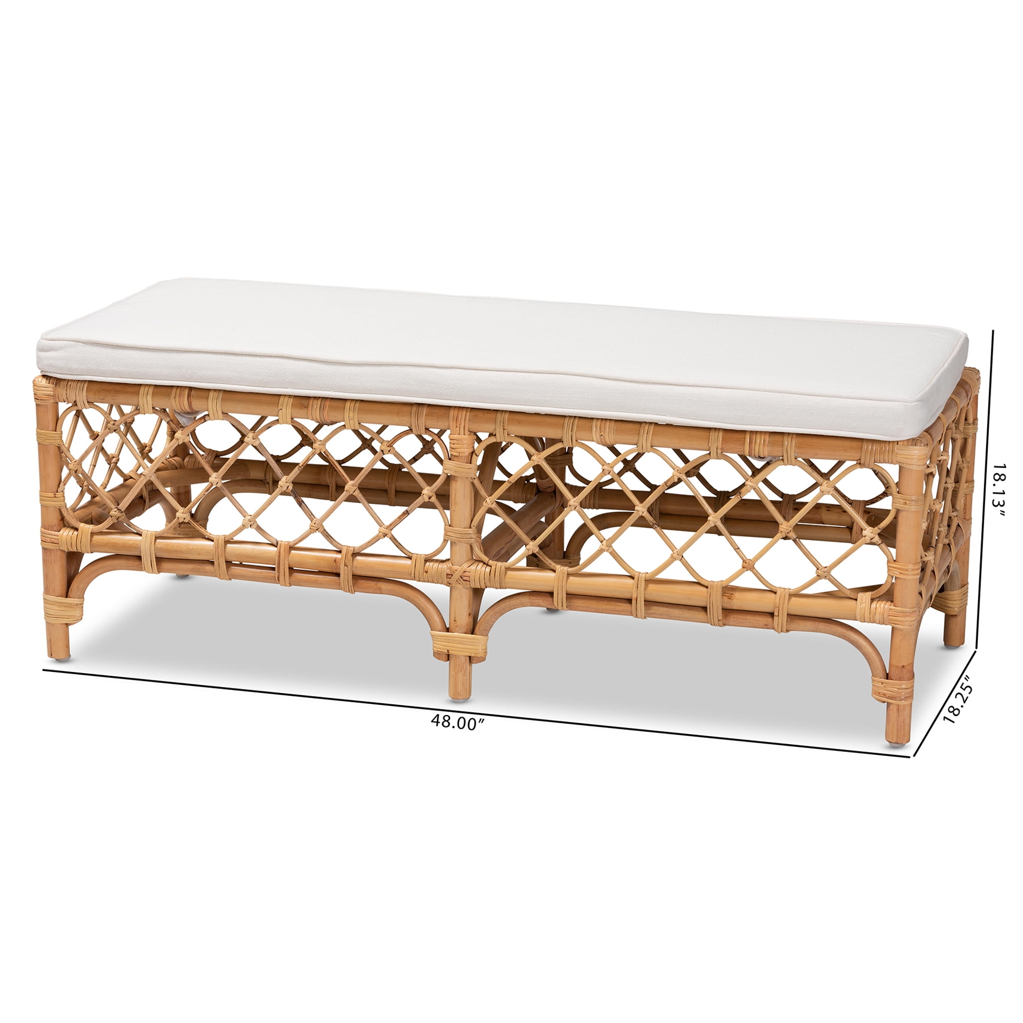 bali & pari Orchard Rattan BOHO Bench, Natural Brown