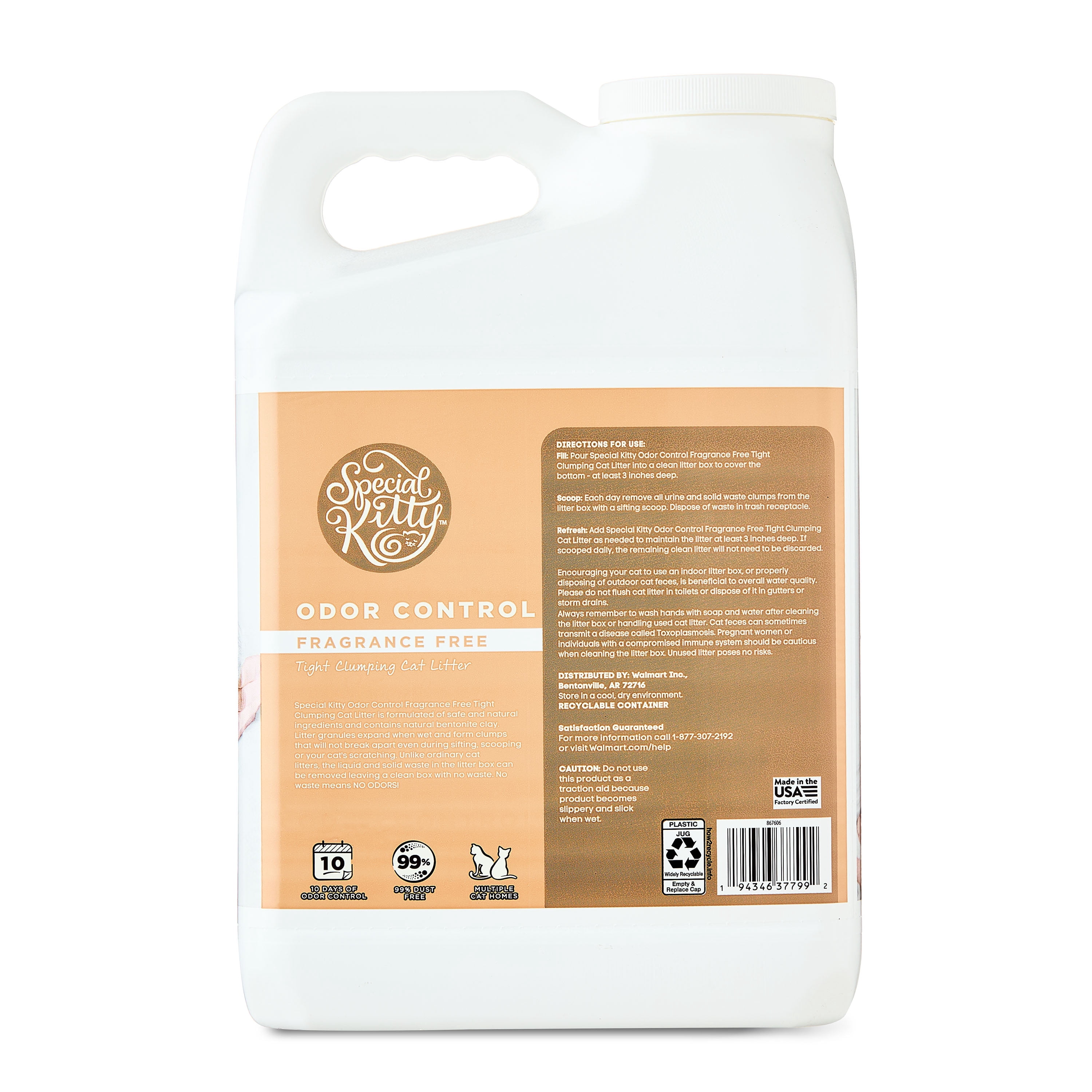 (4 pack) Special Kitty Clumping Clay Cat Litter, Unscented, 20 lbs Jug, 1 Count