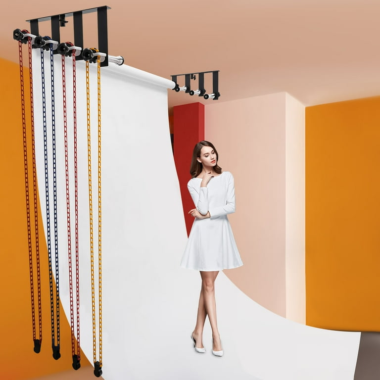 Aiqidi Adjustable Metal Backdrop Holder, Rollers Wall Mount