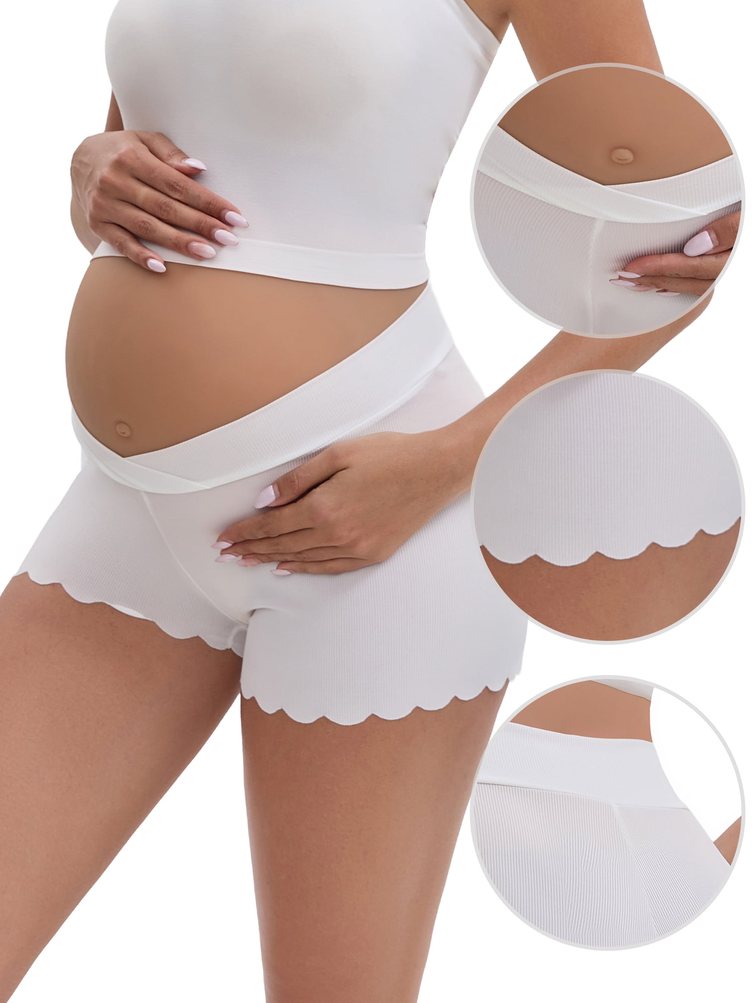 DARING DIVA Maternity Shaping Shorts Underwear Postpartum Boyshorts M White