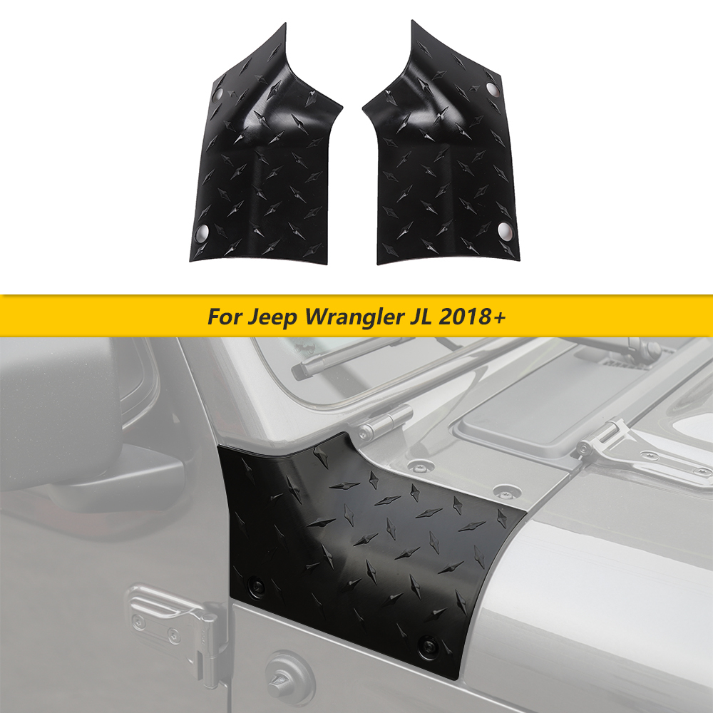 CheroCar Body Armor Corner Guards Hood Decal for Jeep Wrangler JL JLU   Gladiator JT 2018-2022,Black