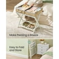 thumbnail image 3 of SONGMICS Set of 2 Solid Wood Luggage Racks, No-Assembly Folding Suitcase Stands with Storage Shelf, 150 lb Capacity Each for Guest Room Hotel, Cream White, 3 of 5