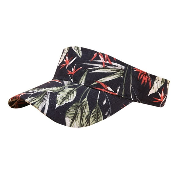 ZHENHONG Visor Hats for Women and Men Adjustable Athletic Hat Sunscreen Topless Couple Hat Casual Printed Headwear Black