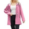 thumbnail image 4 of Hanerdun Women Rain Coats Hooded Jacket Female Zipper Pocket Rainwear Pink M, 4 of 6