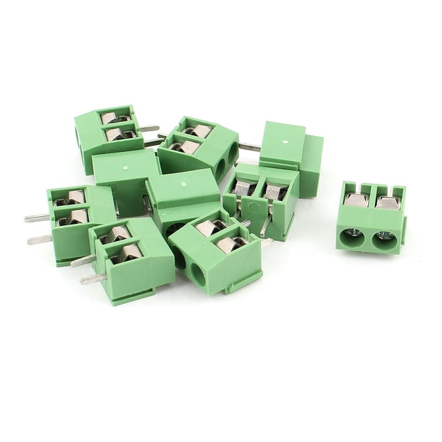 Unique Bargains 10 Pcs AC 300V 10A PCB Screw Terminal Block Connector 4mm Pitch Green