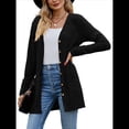 thumbnail image 2 of Cárdigan de Punto Suave para Mujer, Moda Otoño 2025, Abrigo de Larga Abierto con Bolsillos. Negro XXL, 2 of 9