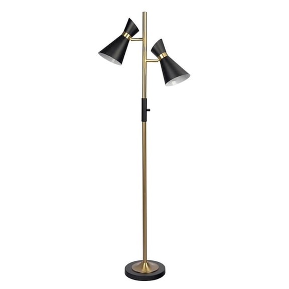 Juno Modern Adjustable Gold Metal Floor Lamp with Dual Lights