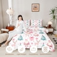 thumbnail image 3 of Erosebridal Pink Santa Full Size Comforter Sets 3-Piece,Pastel Christmas Bedding Comforter Set,Pink White,Reversible,1 Comforter and 2 Pillowcases, 3 of 6