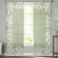 thumbnail image 3 of Coastal Coral Semi Sheer Curtains 96 Inch Length 2 Panels Set, Sage Green Ocean Marine Nautical Beach Sheer Kitchen Curtain Privacy Voile Window Curtain for Living Room Bedroom Rod Pocket Drapes, 3 of 7