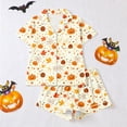 thumbnail image 6 of JIAYUE Women Pajama 2-Piece Set Notch Collar Halloween Print Short Sleeve Shirt and Shorts Pjs for Fall Themed Party, 6 of 7