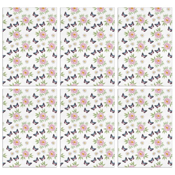 2 Pcs Pioneer Flower Floral Print Pattern Kitchen Towels, Funny Microfiber Dish Towel Set, 18" X 26" Tea Towels
