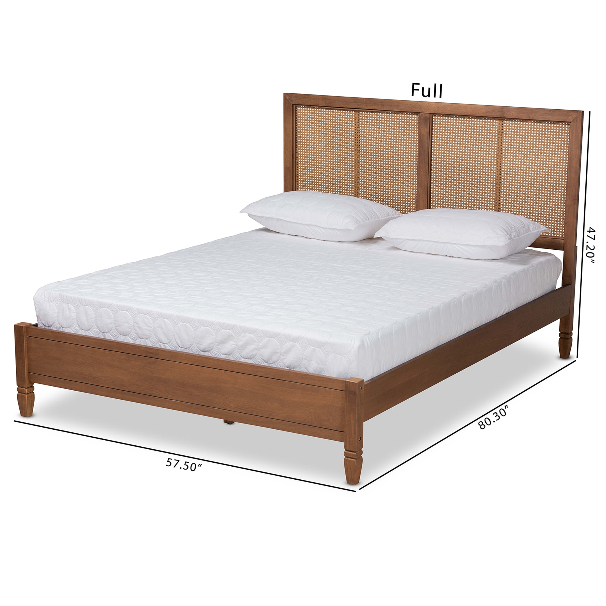 Baxton Studio Redmond Mid-Century Engineered Wood Platform Bed, Queen, Walnut Brown