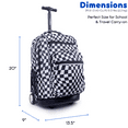 thumbnail image 2 of J World Unisex Sundance 20" Rolling Backpack With Laptop Sleeve For School And Travel, Wavy Checkers, 2 of 6