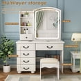 thumbnail image 5 of Wohh MDF Makeup Vanity with LED Mirror, Dressing Table and 5 Drawers, White, 5 of 9