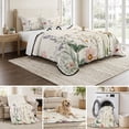 thumbnail image 6 of King Quilt Set 96''x106'', Summer Floral Botanical Lightweight Summer Bedspread Coverlet Set with 2 Pillow Shams, Spring Botanical Vintage Breathable All Season Quilt Bedding for Bedroom/Guest Room, 6 of 9