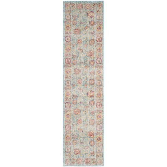 SAFAVIEH Sevilla Aindreas Border Area Rug, Light Blue/Multi, 5'1" x 7'7"