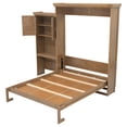 thumbnail image 6 of Euroco Wood Queen Size Murphy Bed with Storage Cabinets and Shelves, Wall Bed with Desk, Wood Color, 6 of 20