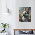 thumbnail image 4 of Acheng Wall Art Decor Cute White Rabbit In Flower Garden With Pink Animal Canvas Print Cute Painting Canvas Wall Decor for Living Room Bathroom Kitchen picture 3, 4 of 5
