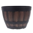 thumbnail image 1 of RENACLIPY Faux Wood Planter Barrel Shaped Light Brown for Outdoor Planting 1Set, 1 of 7
