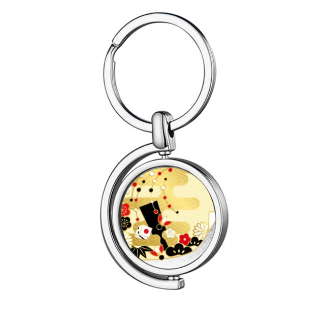 sakura geometry flowers pattern Porte-Clés en Métal Porte-Clés Rotatif
