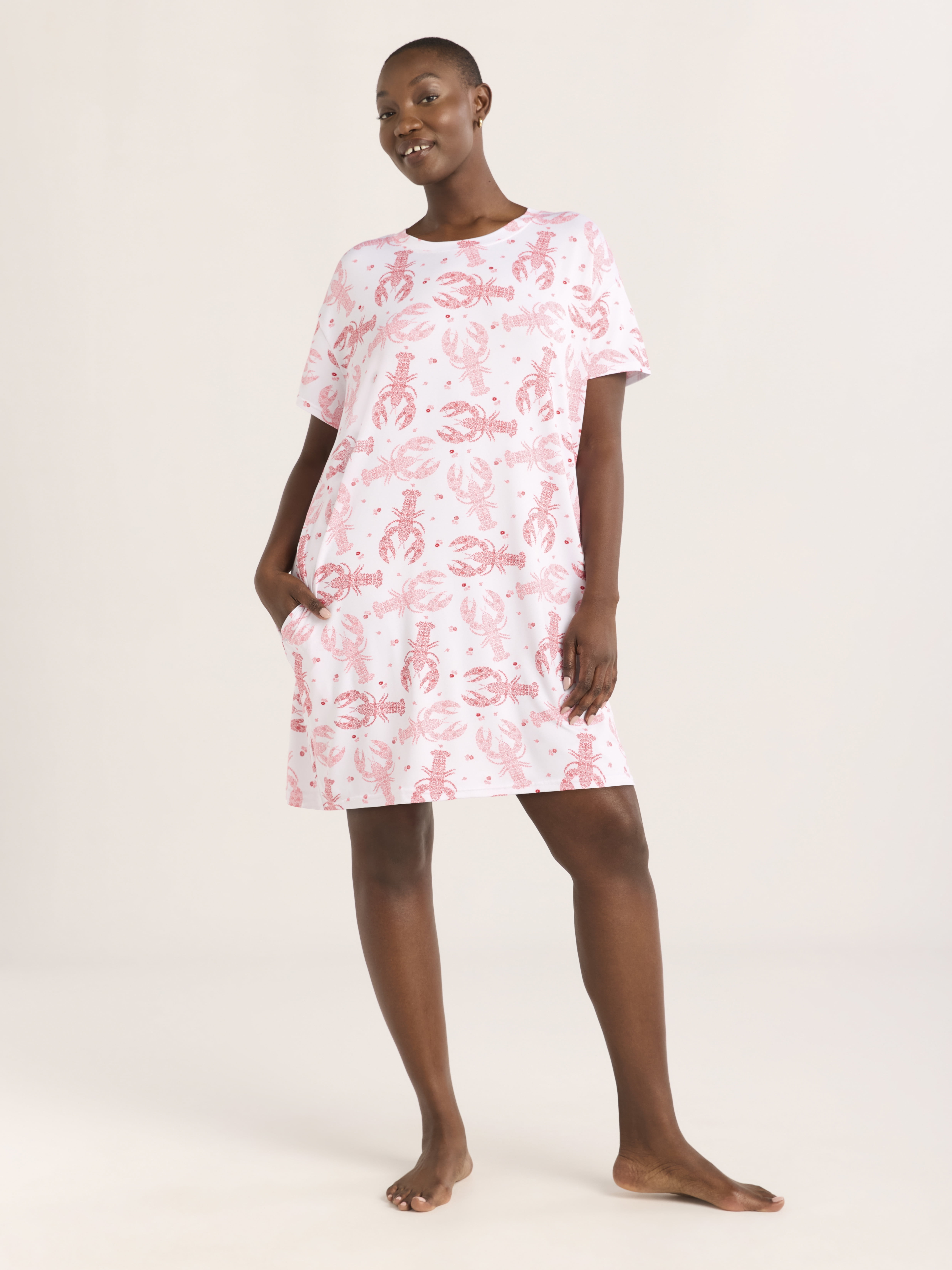 Joyspun Women's Dreamy Soft Collection Sleepshirt with Short Sleeves, Sizes S/M-2X/3X