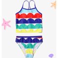 thumbnail image 2 of PEASKJP Girls Tankini Swimsuit Set Two Piece Swim Suit Floral Halter Neck Swim Suits - Girls Blue, Size 120, 2 of 5