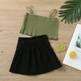 thumbnail image 4 of AURIGATE Baby Girl Clothes Skirt Toddler Kids Baby Girls Solid Ribbed Strapless Off-Shoulder Tops Skirts Outfits, 4 of 5