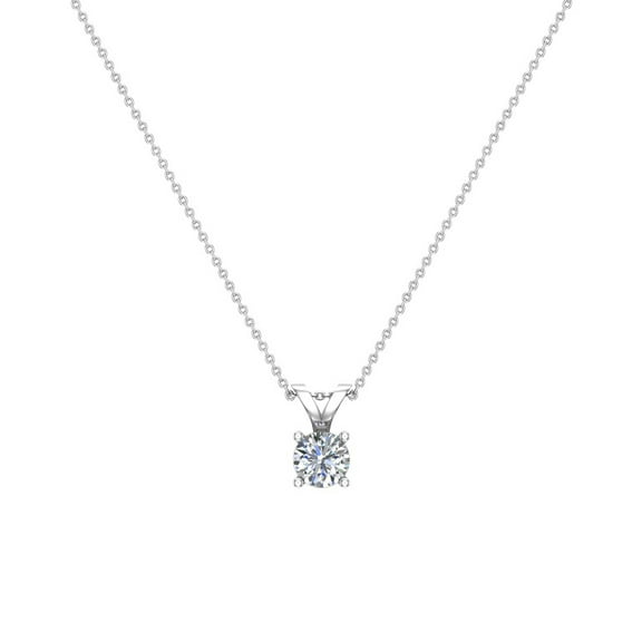 1/3 CT TW Round Brilliant Diamond Pendant Necklace for Women 14K White Gold (G, VS2)