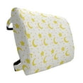 thumbnail image 1 of Yellow and White Lumbar Pillow, Sleeping Crescent Moon and Stars Pattern Night Time Cartoon Illustration, Soft Back Cushion Office Chairs with Adjustable Straps, 14" x 13", Yellow White, by Ambesonne, 1 of 7