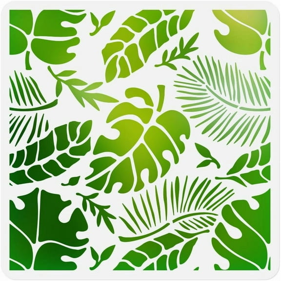 Monstera Leaf Wall Stencil Template 11.8 x 11.8 Inch Reusable Plastic Tropical Leaf Stencil for Painting on Wood Wall Floor Fabric Glass Furniture DIY Home Decor Stencil Craft Drawing Stencil