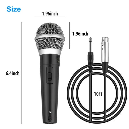 TSV Professional Handheld Microphone, Wired Dynamic Microphones, Portable Dynamic Mic System With 10ft Cable, 1/4" Socket for Karaoke Singing Machine, Speaker, Amp, Mixer, Speech, Wedding