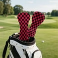 thumbnail image 5 of Golf Head Covers for Woods and Driver Fairway Hybrid Funny PU Leather Golf Club Head Covers for Women Men Golf Accessories for Halloween Christmas Birthday Present,Black and Red Checkered, 5 of 6