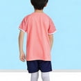 thumbnail image 4 of Odeerbi Conjunto de Entrenamiento de Fútbol Seco Rápido Para Chicos Y Niñas Pantalones Cortos de Camiseta Con Impresión Geométrica de Gradiente Conjunto Atlético Para 4-12 Años, 4 of 6
