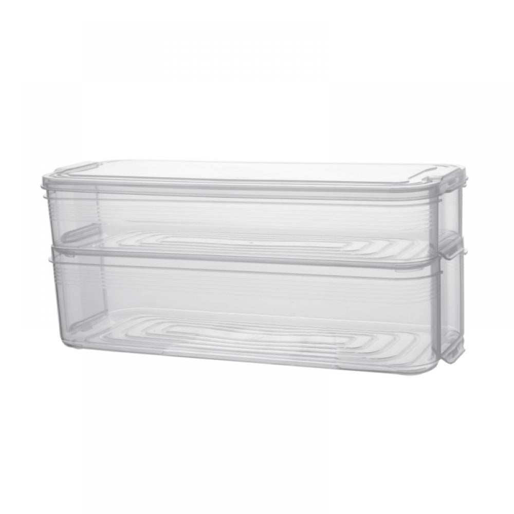 Stackable Box Kitchen Pantry Refrigerator Food Storage Container Box, Attached Lid