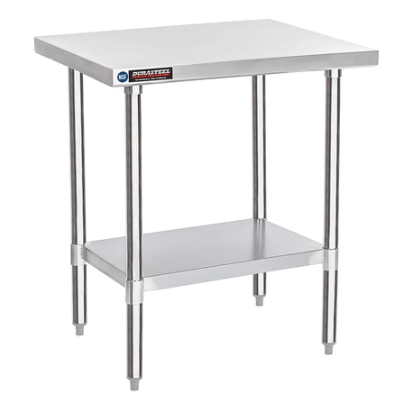 DuraSteel 30x24 Inch Stainless Steel Table - Metal Table with Adjustable Shelf - NSF Certified Work Table - Cooking & Laundry Prep Table for Kitchen, Restaurant, Home, Commercial Use