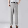 thumbnail image 2 of Telankuip Business Dress Suit Pants for Men Trendy Pleated High-Waist Straight Leg Comfort Pant with Pockets Solid Color Casual Work Trousers for All Seasons Light Gray 33, 2 of 8