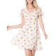 thumbnail image 1 of Vestido de Chiffon con Cuello en V Floral de Manga Corta con Cierre de Encaje para Mujeres M Blanco, 1 of 8