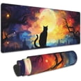 thumbnail image 1 of Gaming Mouse Pad, Black Cat Starry Night Extended Mouse Pad Gaming Large, 31.5"x11.8" Big Desk Mat with Non-Slip Base and Stitched Edge, Long Computer Keyboard Mouse Mat for Home Office Work, 1 of 7