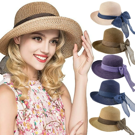 Women Floppy Sun Hats Fashionable Summer Wide Brim Cap BeachStraw Hat UV UPF50 Travel Packable