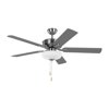 5LDDC52BSD-Visual Comfort Fan Collection-Monte Carlo Fans-Linden-5 Blade DC Ceiling Fan In Traditional Style-17.8 Inch Tall and 52 Inch Wide Brushed