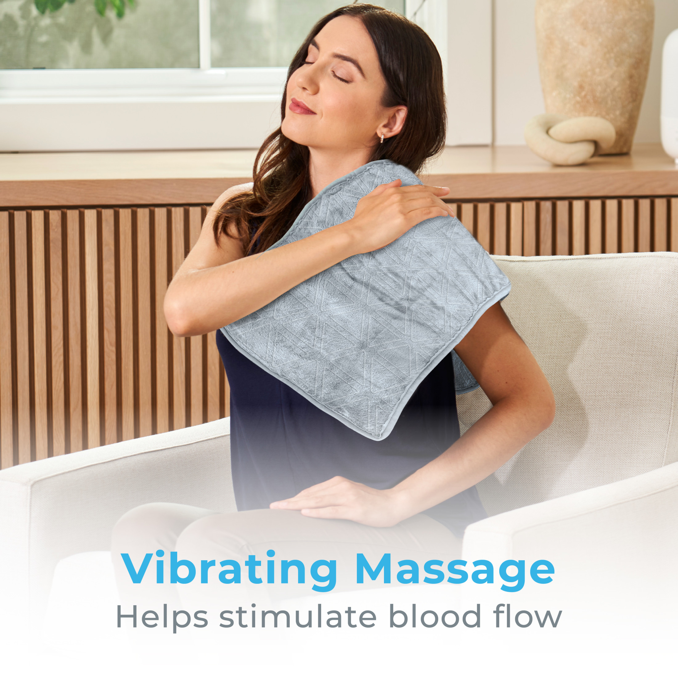 Pure Enrichment WeightedWarmth 3-in-1 Heating Pad - 3 InstaHeat Settings, 3 Massage Speeds & 4.1 lbs of Weighted Pressure for Shoulder, Neck, & Back Pain - 12” x 24” (Steel Gray)