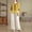 Yellow, variant on Womens Linen Pants 2 Piece Outfits Matching Linen Sets Women Clothing Boho Two Piece Sets For Women Linen Cotton Gauze Loungewear Sets Trending Womens Clothes Cotton Linen Pants Set