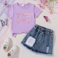 thumbnail image 2 of TOWED22 Toddler Baby Girls Butterfly Outfit Short Sleeve Bow Print Tops T-Shirt + Skirt Dress Shorts Summer Two Piece Clothes Set(O,3-4 Y), 2 of 4