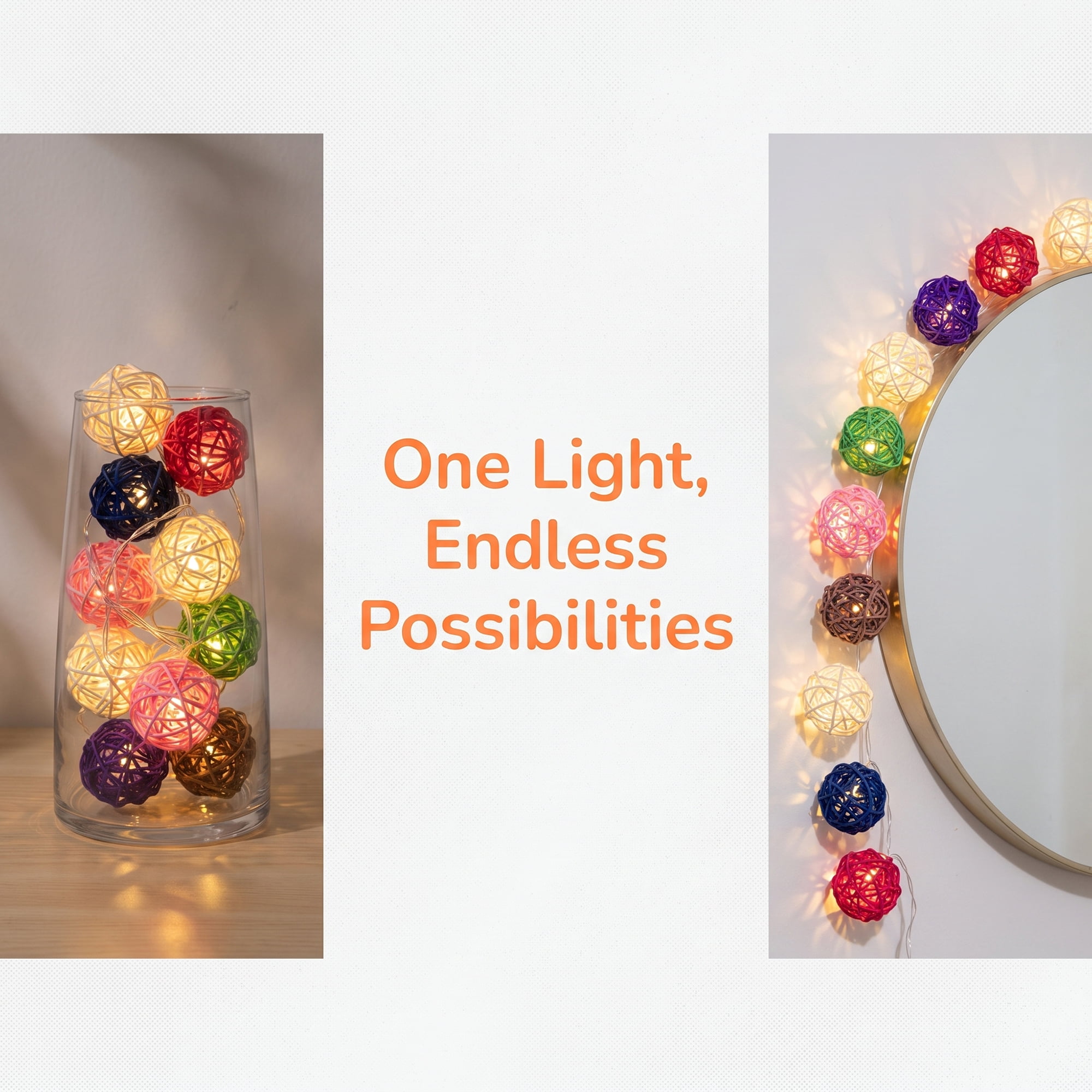 Unique Bargains Moroccan Orb Lights with Flexible Design 6.6 ft Battery Operated