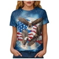 thumbnail image 4 of mgoYE 250th Anniversary Shirt Women Patriotic T-Shirts 3D Graphic Printed Novelty Fashion Tee Short Sleeve Shirt Women Tops Dark Blue S, 4 of 8