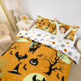 thumbnail image 3 of Homewish Vintage Silhouette Halloween Twin Duvet Cover,Owl Tree Witch Hat Pattern Twin Bedding,Cream Orange Black,Halloween Reversible,2-Piece,1 Duvet Cover and 1 Pillowcase, 3 of 5